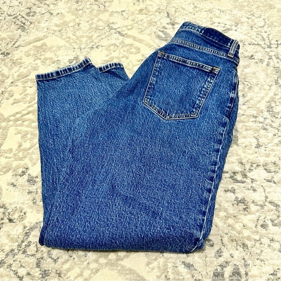 Abercrombie & Fitch High Rise 80s Mom Jeans Dark Wash Pleated Detail Size 29L - Picture 5 of 6